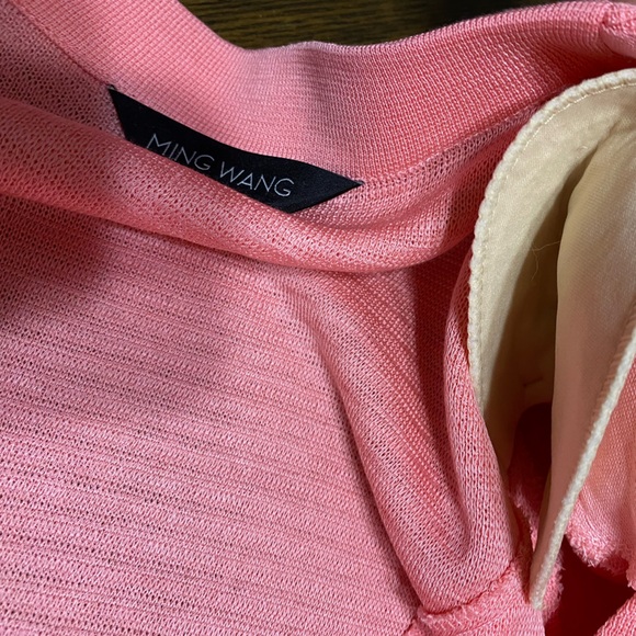 Ming Wang Women's Flamingo Pink Ottoman Rib One Button Knit Jacket Size Medium - Picture 5 of 8